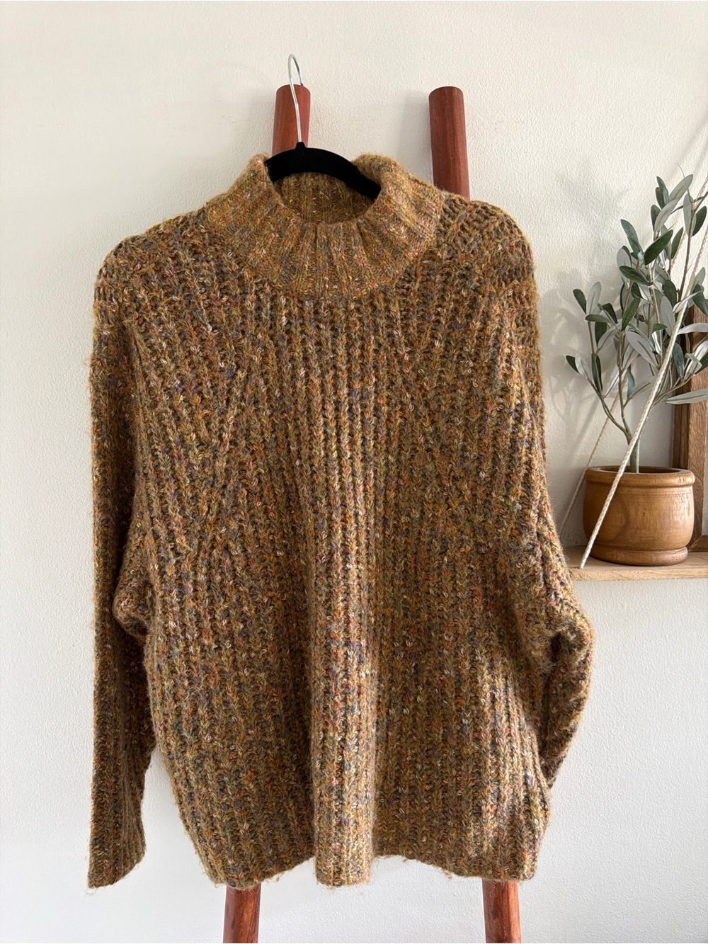 Cozy brown oversized knit sweater